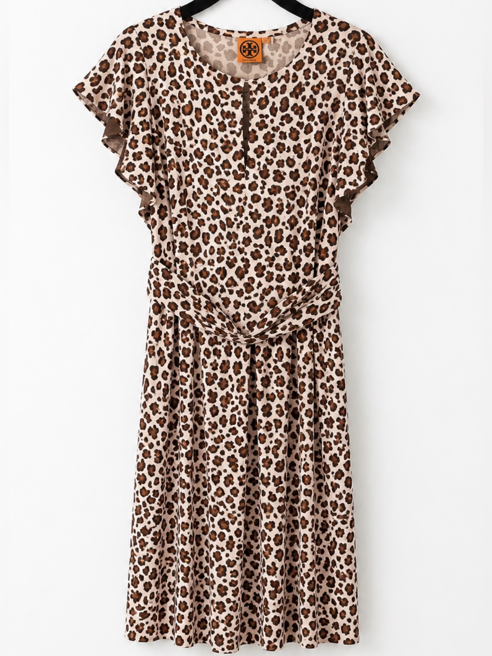 Tory Burch Brown and White Leopard Midi Dress